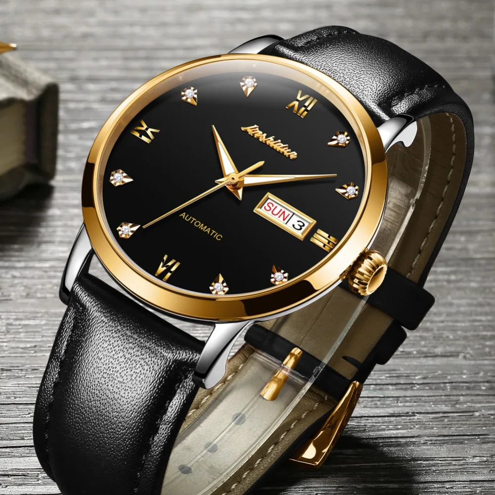 Часы JSDUN мужские наручные с ремешком из натуральной кожи брендовые Роскошные