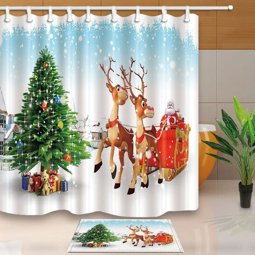 Рождественский Декор для ванной мультяшный Санта Клаус вождение оленя против