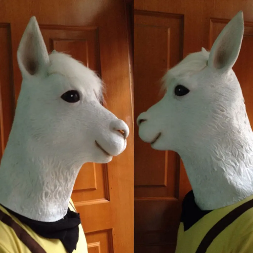 2017 латексная Альпака маска для лица овчина голова Косплей Костюм Хэллоуин