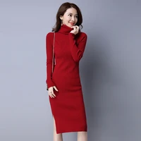 womens fashion wool knitted turtleneck medi sweater for autumn and winter season