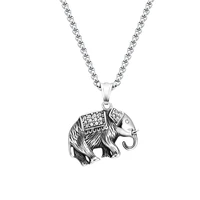 cubic zirconia elephant pendant necklace 316l stainless steel necklaces lucky gifts for men women