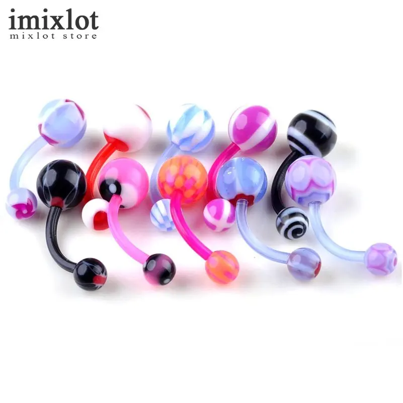 Imixlot 10 шт./лот 16 Стиль красочные мягкие акрил для бровей пупка губ язык кольцо нос