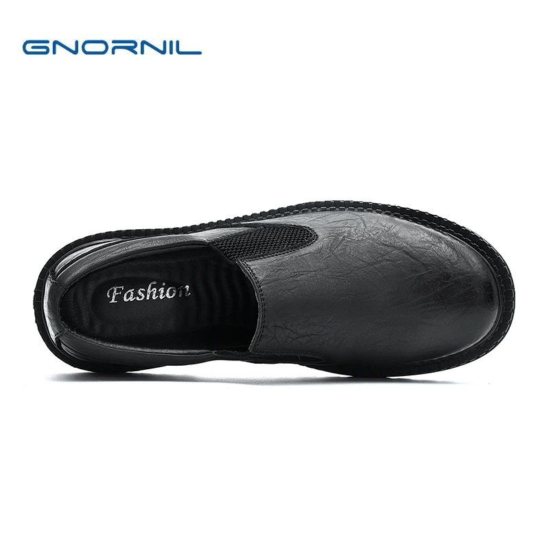 GNORNIL Brand Genuine Leather Men Shoes 2018 Autumn New Fashion Non-Slip Rubber Sole Casual Business Flats | Обувь