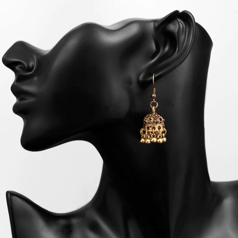 Женские винтажные серьги Jhumka индийские цыганские украшения серебристого цвета в