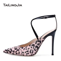 women high heel pumps pink leopard pointy toe heeled slingbacks sexy dress heels party shoes ladies summer shoes plus size 2021