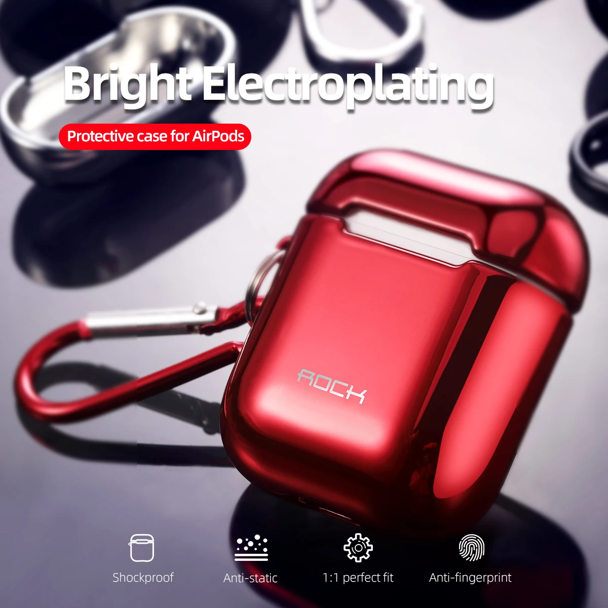 ROCK гальванический защитный чехол для AirPods жесткий наушник оболочка для Apple AirPods 1 2 Чехол с гальваническим покрытием аксессуары