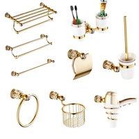 european luxury gold crystal brass bathroom accessories bathroom hardware set gold soap dish towel paper holder send from russia