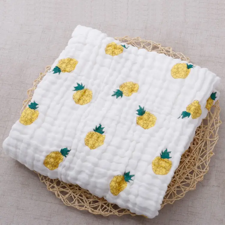 1pineapple 105x105cm Муслиновое Пеленальное детское одеяло, 6 слоев, удобное хлопковое детское банное полотенце, Детское покрывало для сна для младенцев, одеяло для новорожденных - Цвет: 1pineapple 105x105cm