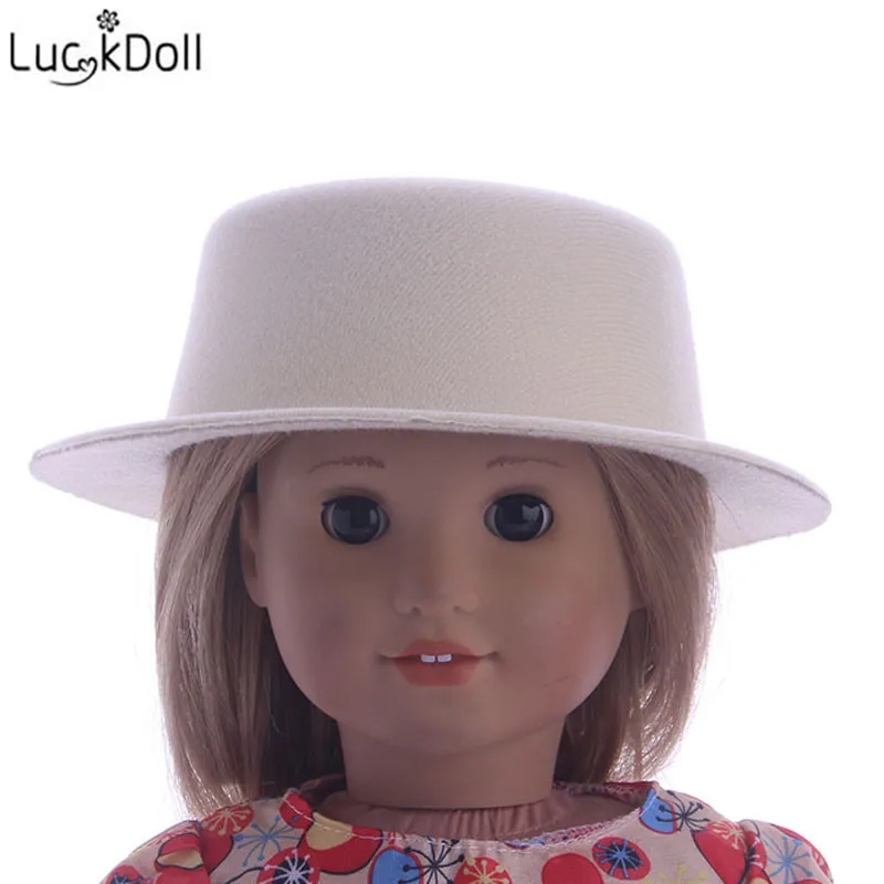 LUCKDOLL модные новые конфетного Цветной шерсть с плоским верхом шапка аксессуары для игрушечной куклы для 18 дюймов американская кукла лучший подарок - Цвет: n170
