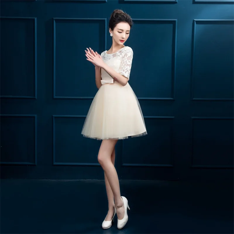 Новые короткие вечерние платья с коротким рукавом для невесты Гламурное бальное