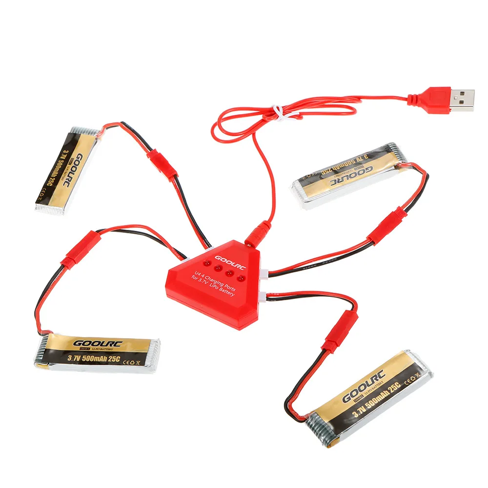 4 шт. GoolRC 500 мАч 3 7 V 25C JST разъём для батарей Lipo с в 1 USB зарядным устройством UDI U818A WLTOYS