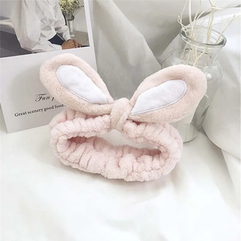 light pink 1 шт., модная женская повязка для волос с заячьими ушками, эластичный головной убор, аксессуары для волос, хлопковые инструменты для макияжа - Цвет: light pink