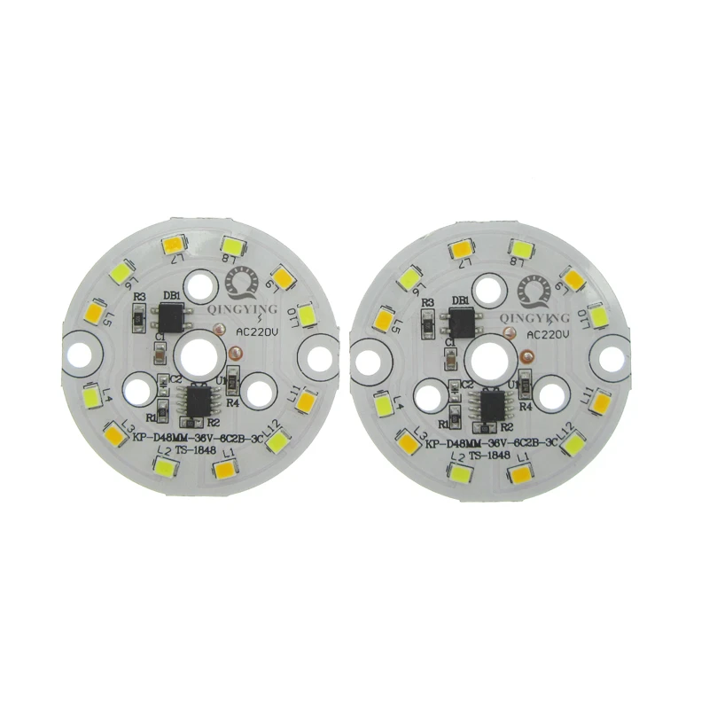 10 шт., 5 Вт, 7 Вт, 2835 SMD ac 220v лампа CCT пластина белый/теплый белый два Цвет в одном PCB LED плата интегрированный IC драйвер для светодиодный лампы