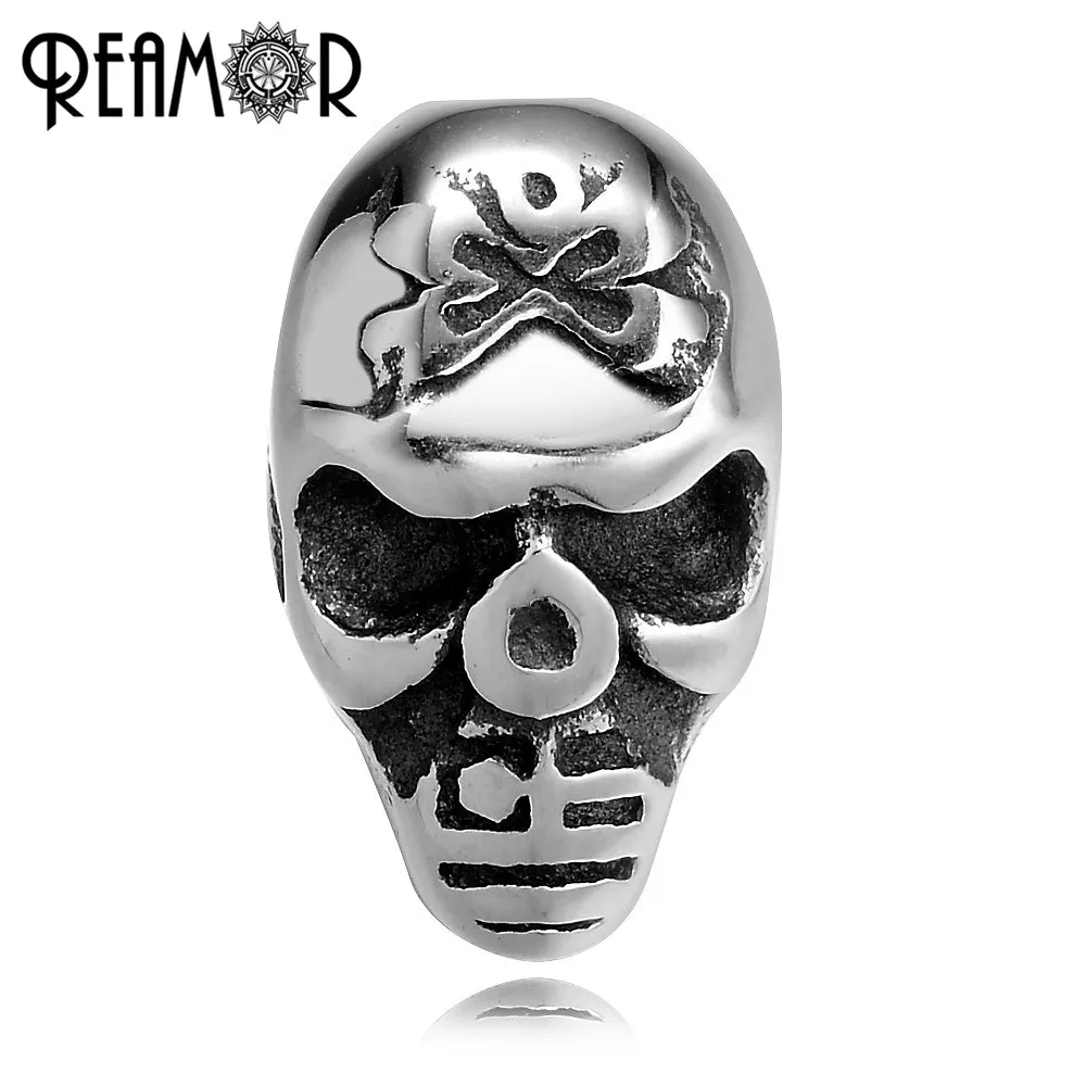 REAMOR 316l украшение черепа пирата из нержавеющей стали 2 мм|small hole beads|beads for jewelry makinghole