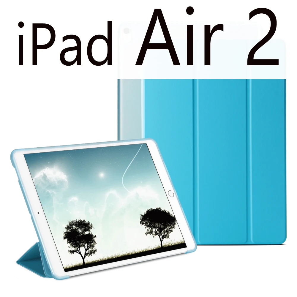 Для iPad Air 2 Air 1 чехол для iPad чехол Funda ультра тонкий из искусственной кожи Чехол Мягкий силиконовый чехол для iPad 9,7 6th поколения Чехол - Цвет: Blue for Air 2