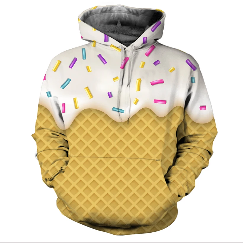 

Настоящий американский размер рожок мороженого высокого качества 3D сублимационной печати худи, толстовка, Большие размеры 5xl 6xl