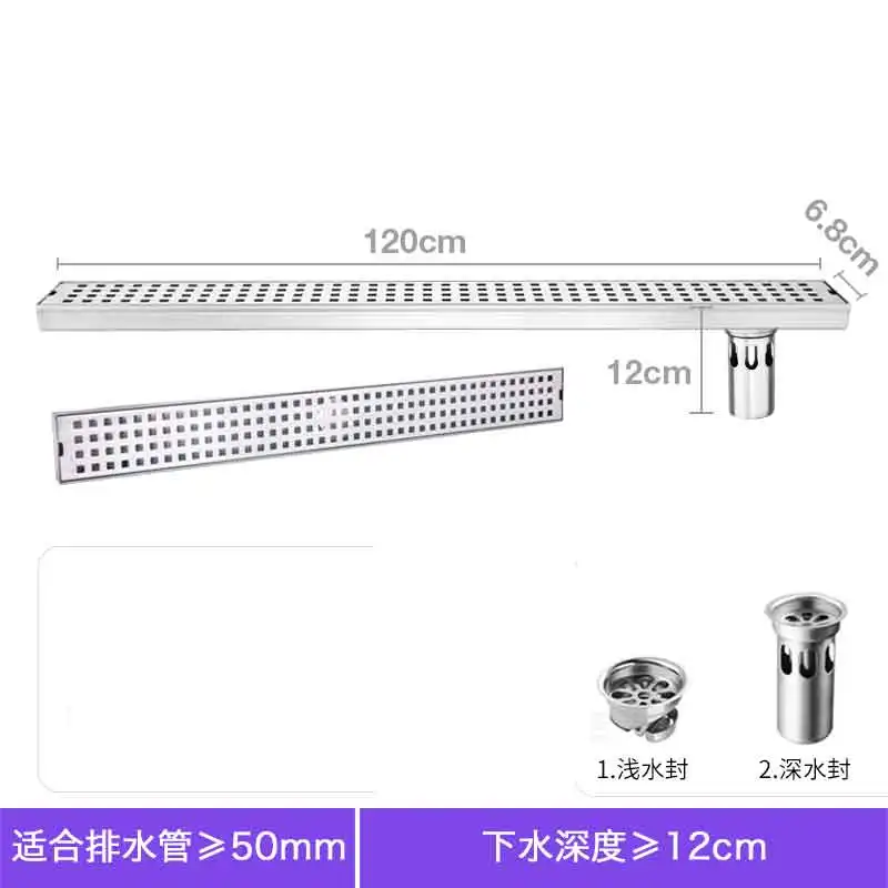 A-120x6.8c Bagnolux 600/700/800/900/1000 мм Высокое качество квадратный 304 Нержавеющая сталь Длинные Линейный напольная Решетка отходов Слив в ванной - Цвет: A-120x6.8c