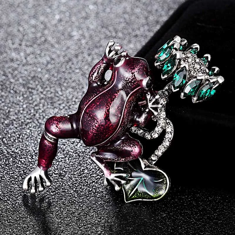 

Donia jewelry cute Green red brown Enamel frog Crystal lotus Brooch Pins For Women Kids Scarf Clothes Hat Accessories Jewelry