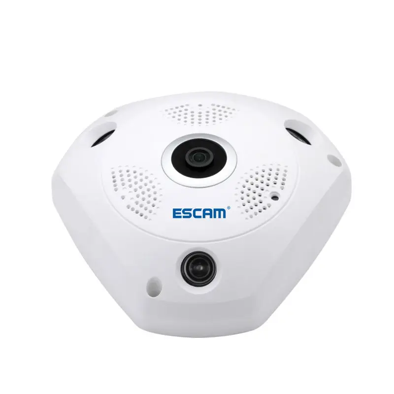 ESCAM Акула QP180 безопасности Камера 360 градусов панорамный Fisheyes двухстороннее аудио