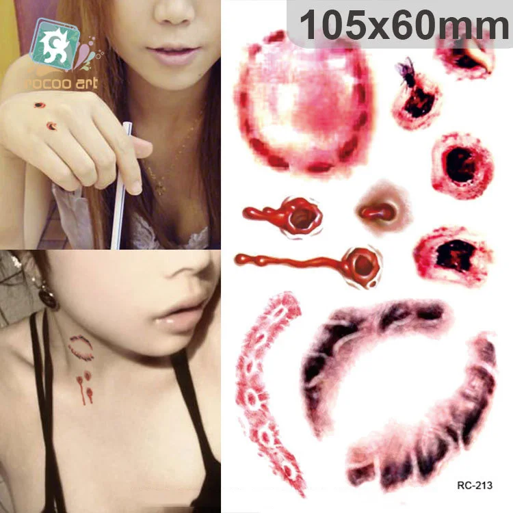 1 Шт. Творческий Хэллоуин Зомби вампир Шрамы Татуировки С Поддельными Парша Крови