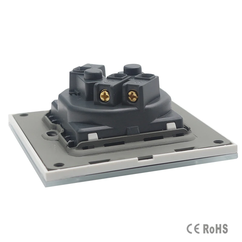 Розетка EU стандарта с бесплатной доставкой 2017 года, переменный ток 110-250 В, 16A, настенная, белого цвета, с панелью из закаленного кристаллического стекла.