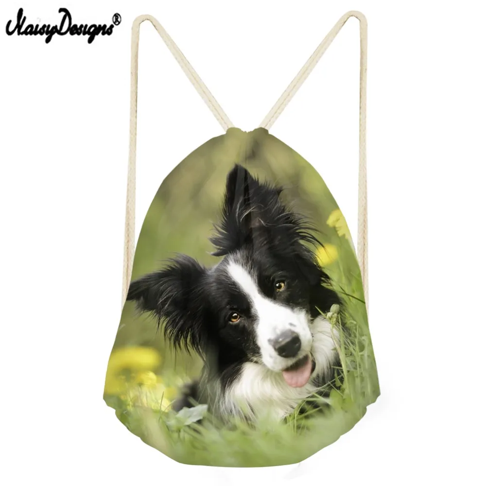 Kawaii Border Collie с принтом собаки женские и мужские сумки на шнурке мягкие рюкзаки для