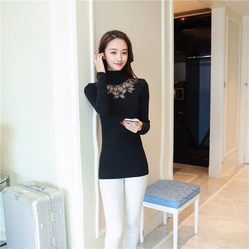 OHCLOTHING, свитер, водолазка, пуловер, рукав, кружевной свитер,, корейский осенний Кутюр, кружевной свитер