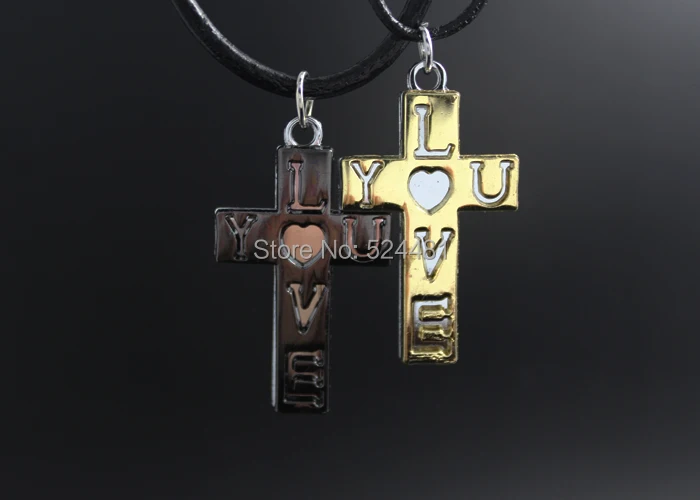 HOT Sale Fashion Zinc Alloy Cross Pendant Necklaces for Lovers Antique jewellry 2 Colors in Pair Women & Men Long Rope Chain | Украшения