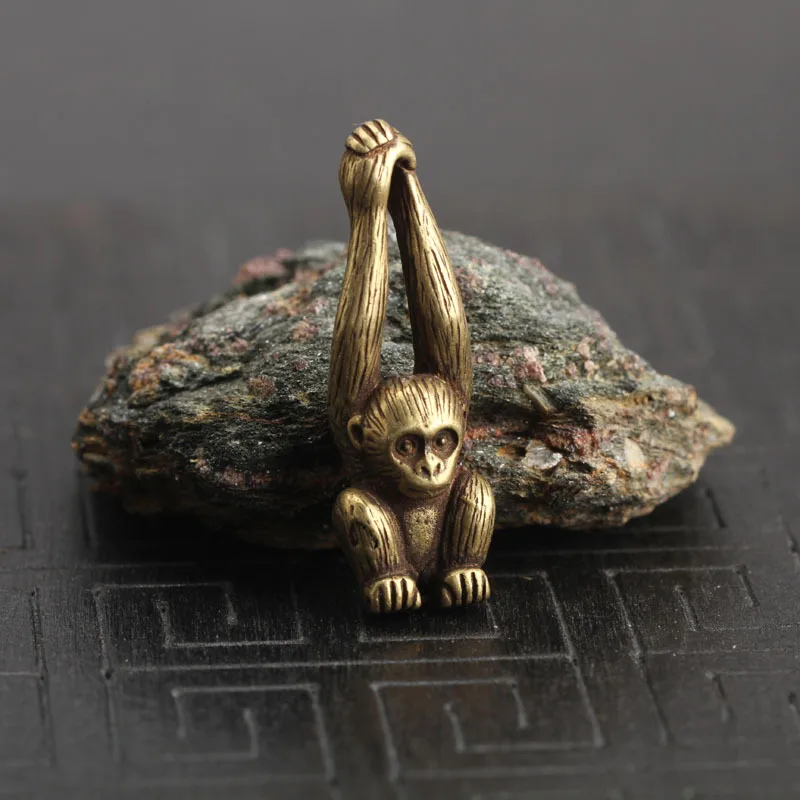 Gibbon Pendant Медный Китайский Зодиак брелок "Обезьяна" кулон винтажный латунный животный Gibbon брелки Шарм Брелоки Украшение дома орнамент - Цвет: Gibbon Pendant