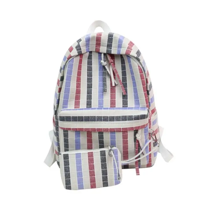 Женский рюкзак полосатый Для женщин Холст Рюкзак подростковый Рюкзаки для