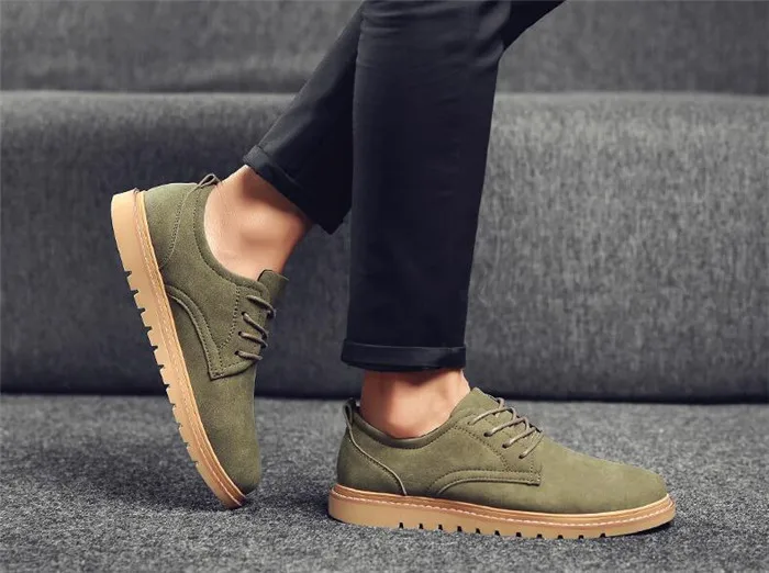

Men's summer lace-up nubuck leather shoes men's round toe casual shoes 2018 new men's British all match soft bottom shoes