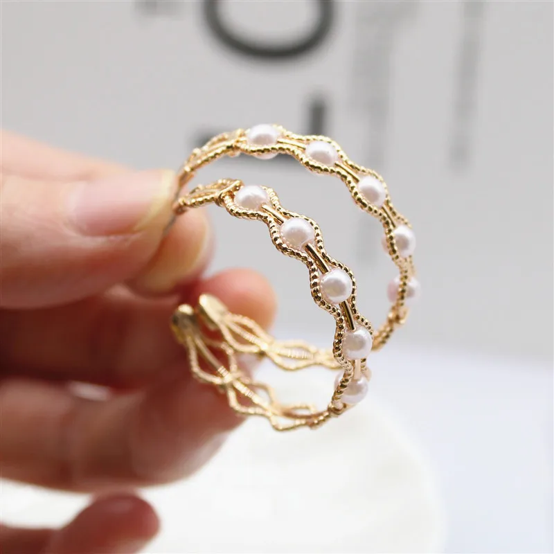 Лидер продаж 2019 Модная бижутерия металлические серьги полукруглые с имитацией