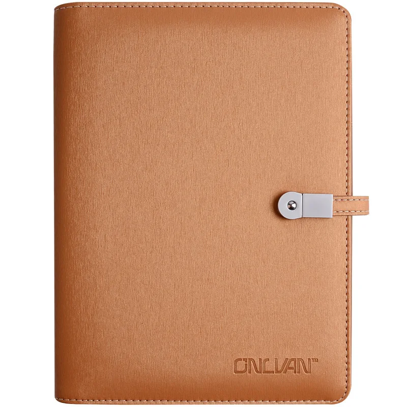Деловая кожаная записная книжка& USB флеш-накопители& power Bank A5 Binder Дневник на спирали Журнал Планировщик для хранения наличных и банковских карт - Цвет: brown
