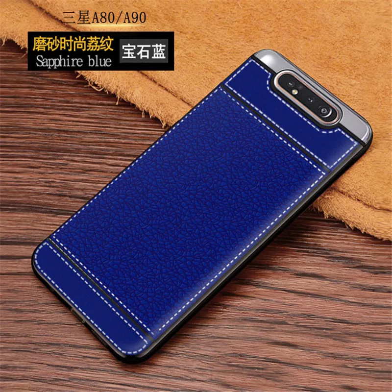 Чехол для samsung Galaxy A80, ударопрочный, кожаный, мягкий, силиконовый чехол для samsung A80 Galaxy A 80 A805 A805F SM-A805F - Цвет: Синий