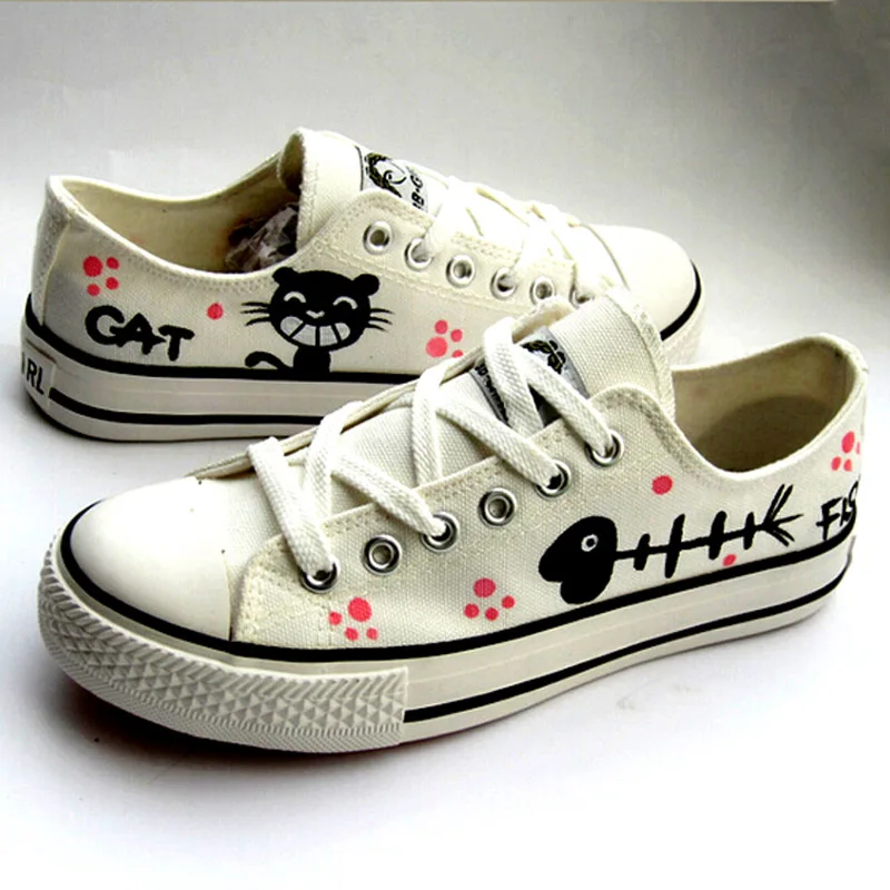 Женские парусиновые туфли с мультяшным принтом высокие модные для мальчиков