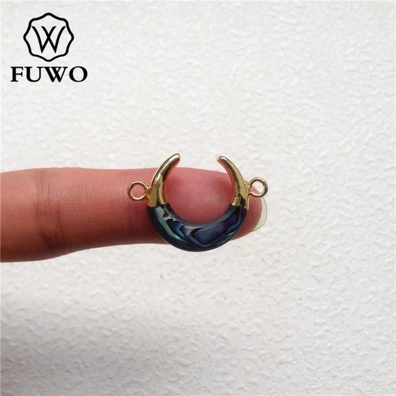 Коннектор Полумесяца FUWO Abalone с золотым наполнителем 24 К модная двойная подвеска