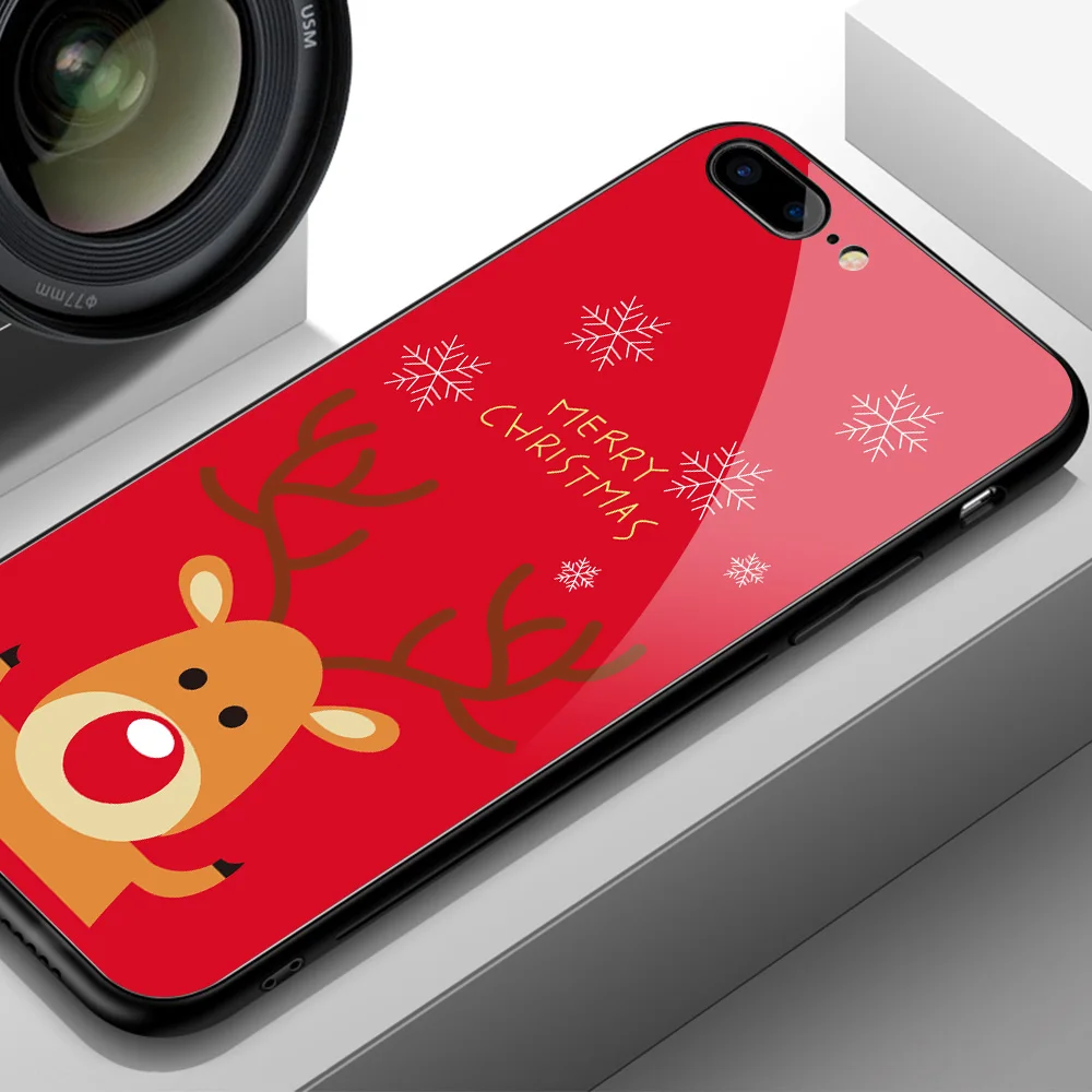 Чехол Finder для рождественских iPhone XS, чехол, новогодний олень, закаленное стекло, задняя крышка, 7 Plus, чехол для iPhone 6, 6s, 7, 8 Plus, XS Max, XR X
