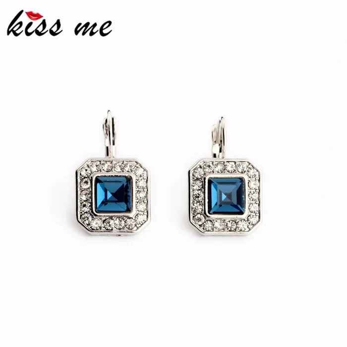 Очаровательные благородные серебряные синие клипсы с кристаллами Модные Bijoux Mujer Brincos
