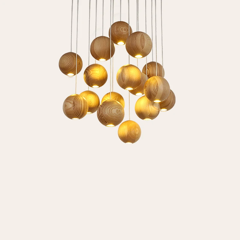 Современная Подвесная лампа из цельного дерева светодиодная для кухни столовой