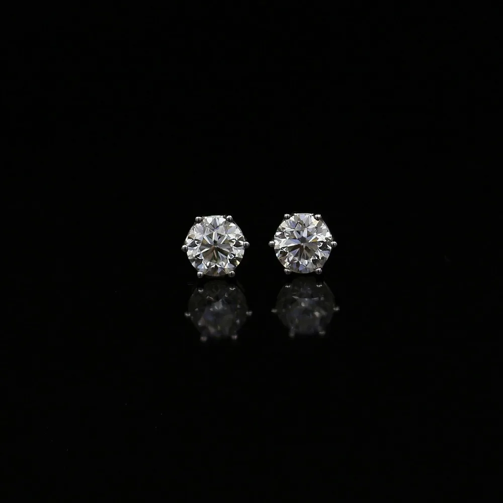 Круглые серьги-гвоздики с натуральным бриллиантом LASAMERO 0 786ctw 18 К золотые