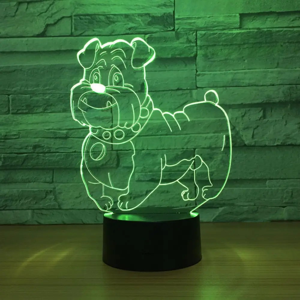 Новая 3d лампа питбуля 7 цветов Светодиодные ночные лампы для детей сенсорный
