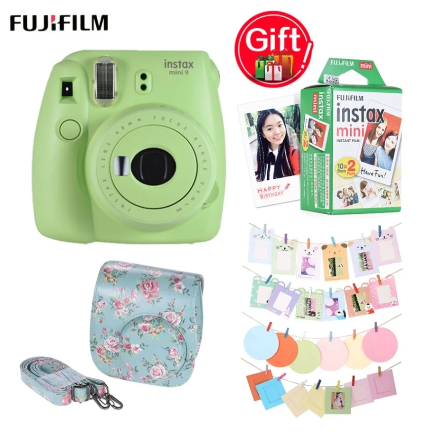 Green Fujifilm Instax Mini 9 камера+ 20 листов мини 8 9 мгновенная пленка+ 32 шт. аксессуары для камеры+ мини 8 9 чехол для камеры Instax - Цвет: Green
