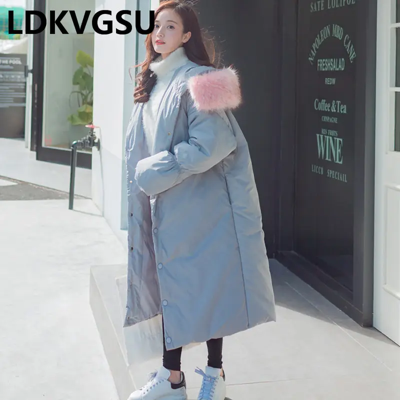 Утепленная теплая пуховая хлопковая куртка 2018 зимняя Женское пальто с капюшоном