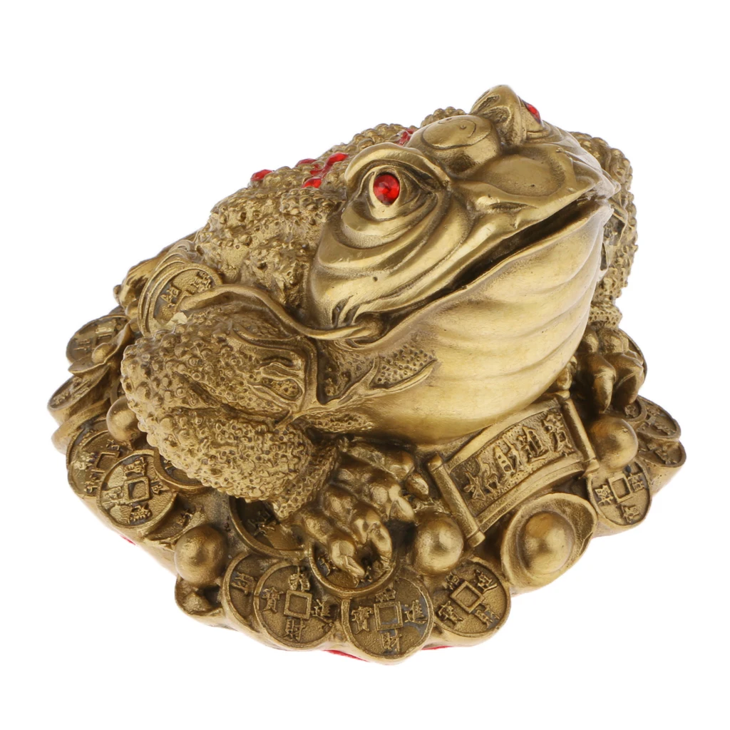 Статуэтка из латуни фэн шуй денежная жаба тройное богатство лягушка деньги Жаба