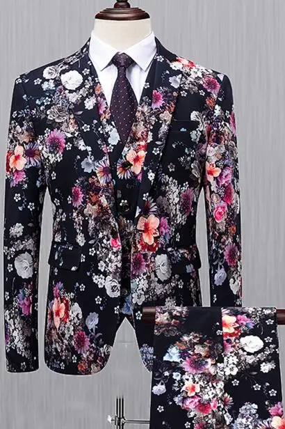 (Куртка + жилет брюки) 2020 мужской модный бутик с принтом костюм для свадебного