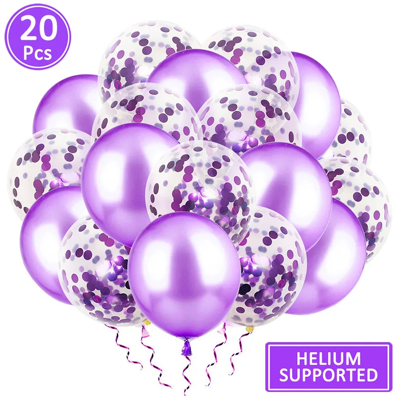 20pcs purple purple 20pcs 12inch Balloons Happy Birthday Party Decorations Princess 1st First Birthday Girl Boy Wedding Just Married Supplies - Цвет: 20pcs purple purple