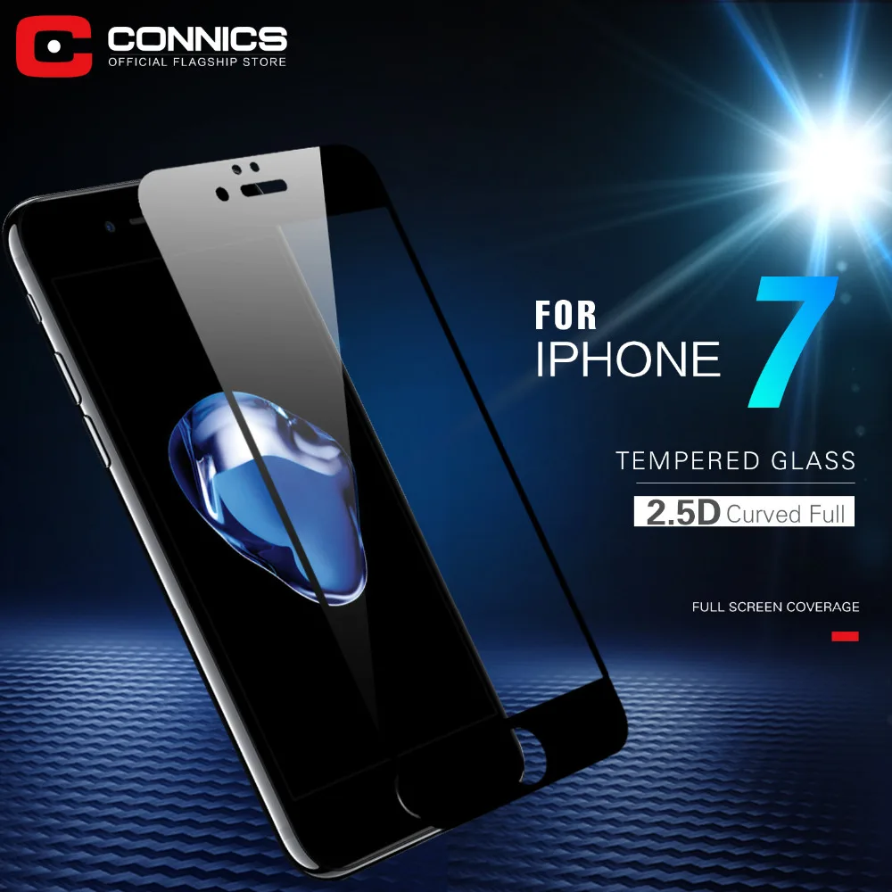 Connics полный охват закаленное стекло для Apple iPhone 6 6S 7/плюс ультра тонкий Screen Protector