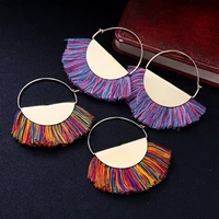 zwpon big bohemian tassel earring brand statement mixed color fan shaped alloy elegant drop earrings for women fashion jewelry