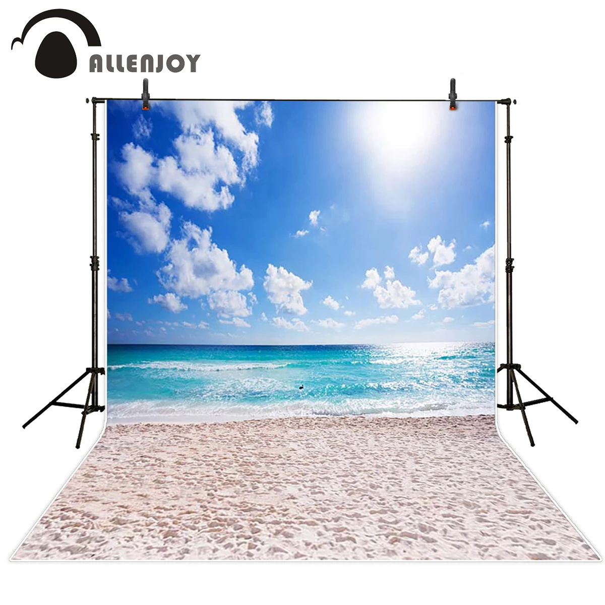 Allenjoy декорации Фото Фон пляж следы небо солнце синее море фотосессия для