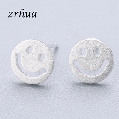 face ZRHUA 925 пробы серебряные сплайсинга милые серьги-гвоздики с животными для женщин повседневные Девушки Brincos личность Стерлинговое Серебро-ювелирные изделия - Окраска металла: face